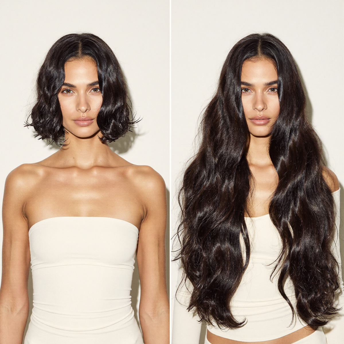 Before and after with Bubbles & Angels hair extensions